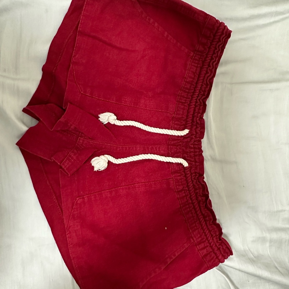Roxy High Waist Red Shorts with Drawstring
